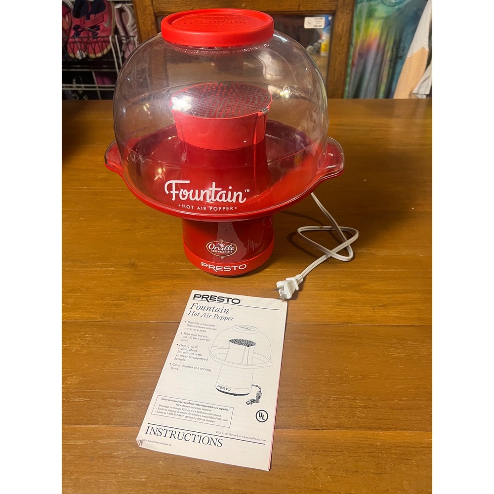 Presto Orville Redenbacher Fountain Hot Air Popcorn Popper Red 0483006